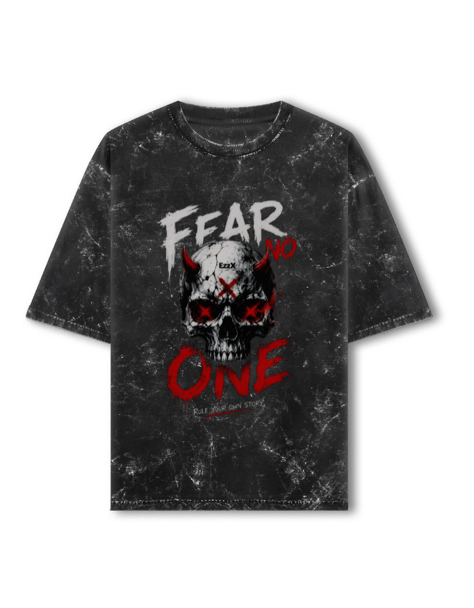 Fear No One | Unisex Acid Washed Oversized Tee | EzzX